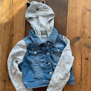 Jean jacket with cat hoodie